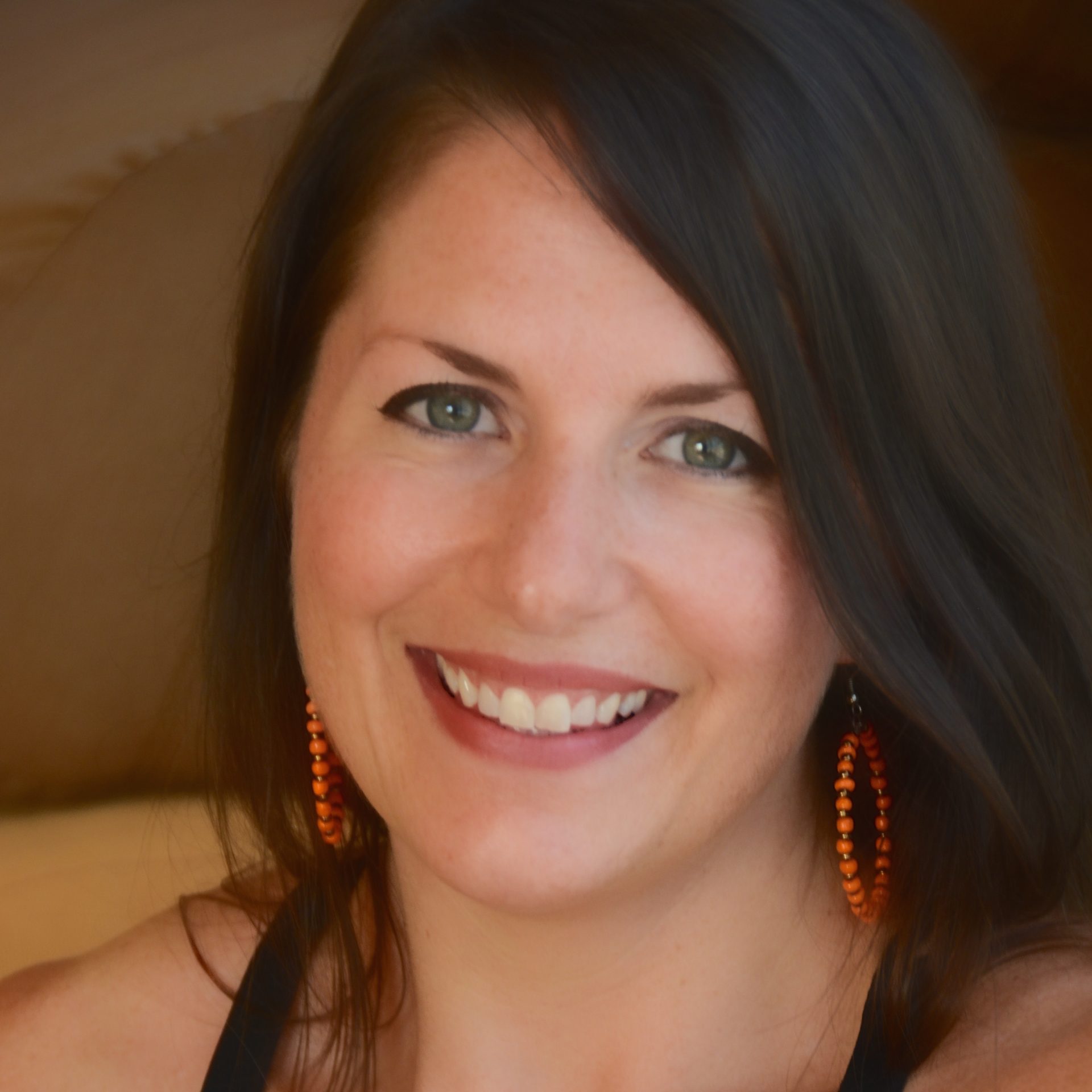 Smiling woman with dark hair

